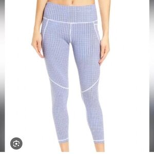 SWEATY BETTY Blue and White Checkered Leggings